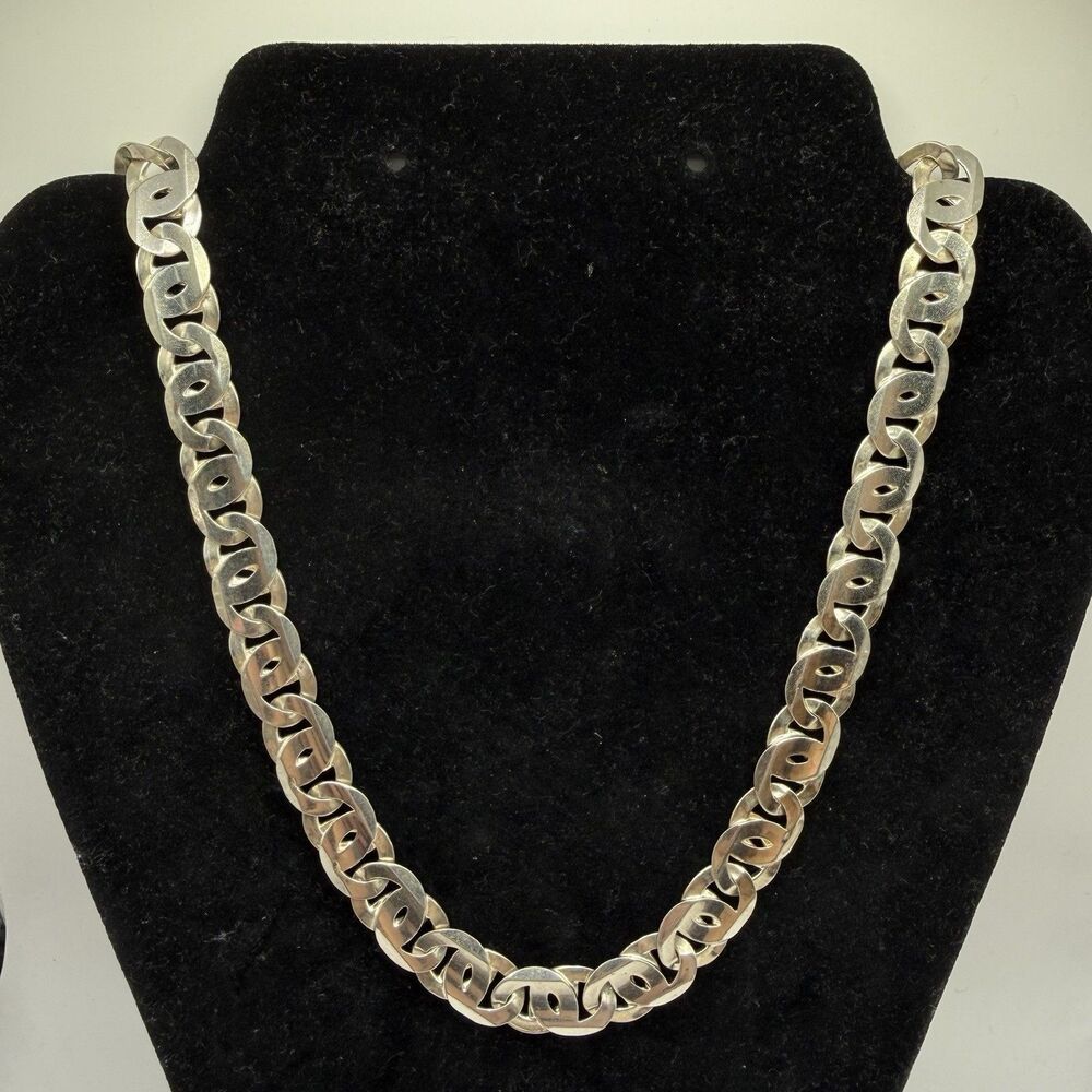 Vintage 925 Sterling Silver Heavy Mariner Anchor Link Chain 20" 62.2g